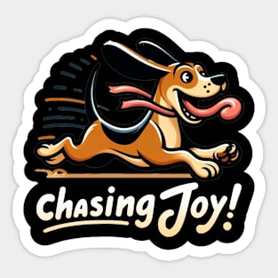 dog chasing joy Sticker